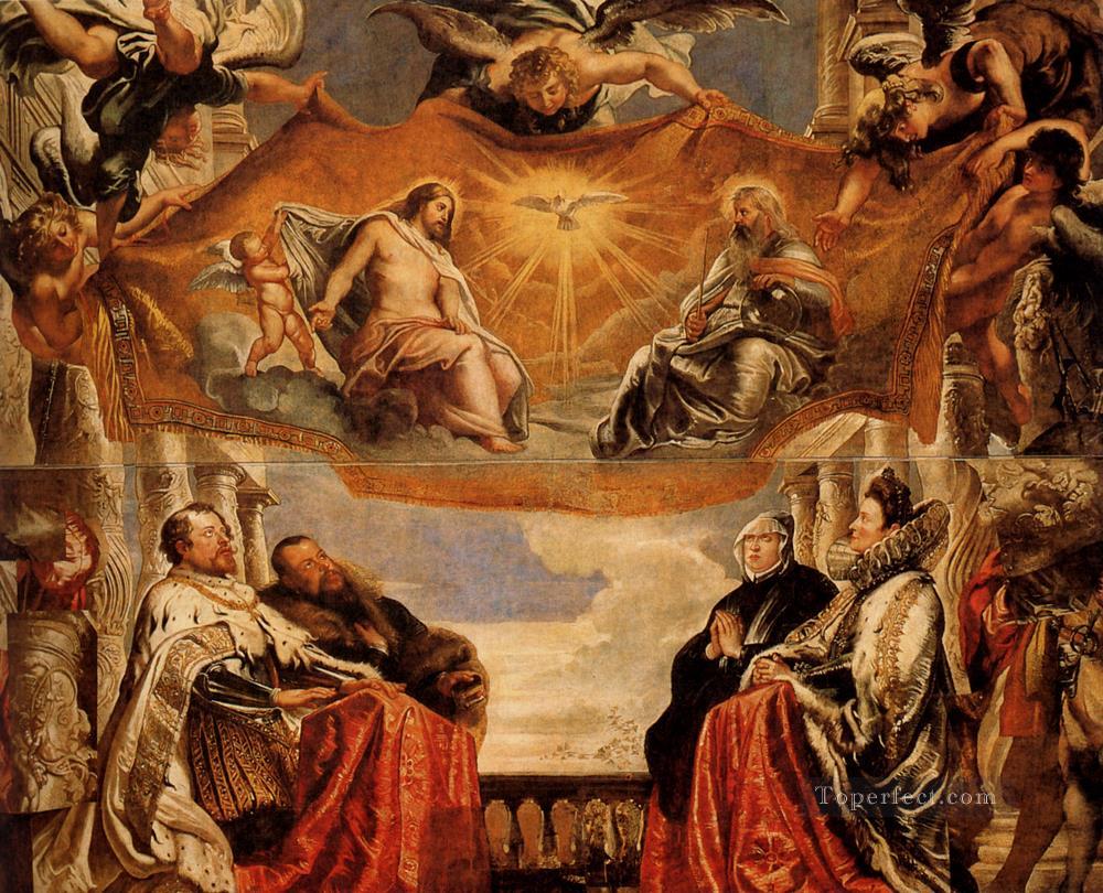 マントヴァ公とその家族が崇拝した三位一体 バロック様式 ピーター・パウル・ルーベンス油絵